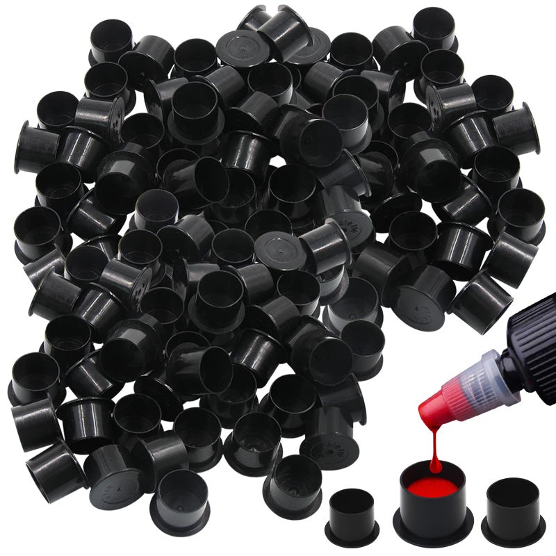Autdor Tattoo Ink Caps Cups - Autdor Mixed 300pcs Tattoo Caps Cups with Base Pigment Cups #11 Small #14 Medium #17 Large for Tattoo Accessories Microblading Makeup Tattooing Supplies - Image 3