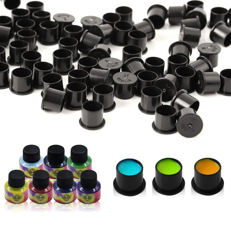Autdor Tattoo Ink Caps Cups - Autdor Mixed 300pcs Tattoo Caps Cups with Base Pigment Cups #11 Small #14 Medium #17 Large for Tattoo Accessories Microblading Makeup Tattooing Supplies - Image 5