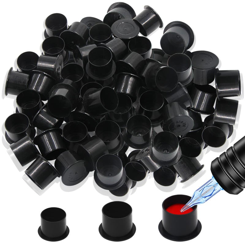Autdor Tattoo Ink Caps Cups - Autdor Mixed 300pcs Tattoo Caps Cups with Base Pigment Cups #11 Small #14 Medium #17 Large for Tattoo Accessories Microblading Makeup Tattooing Supplies - Image 1