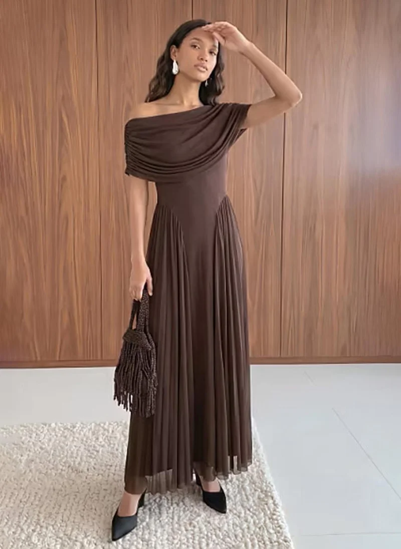 Women's VMROSETTA 2/4 Cape Detail Dress Jersey