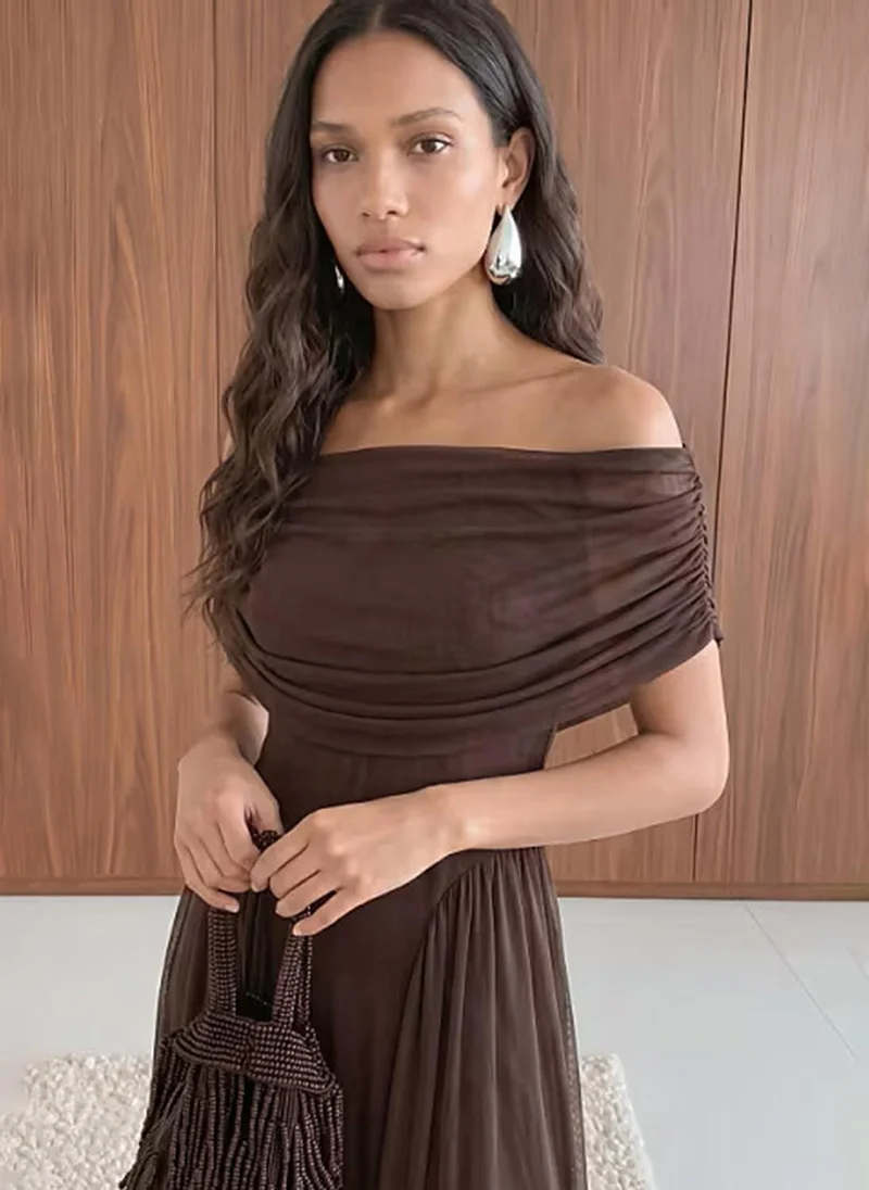 فيرو مودا Women's VMROSETTA 2/4 Cape Detail Dress Jersey