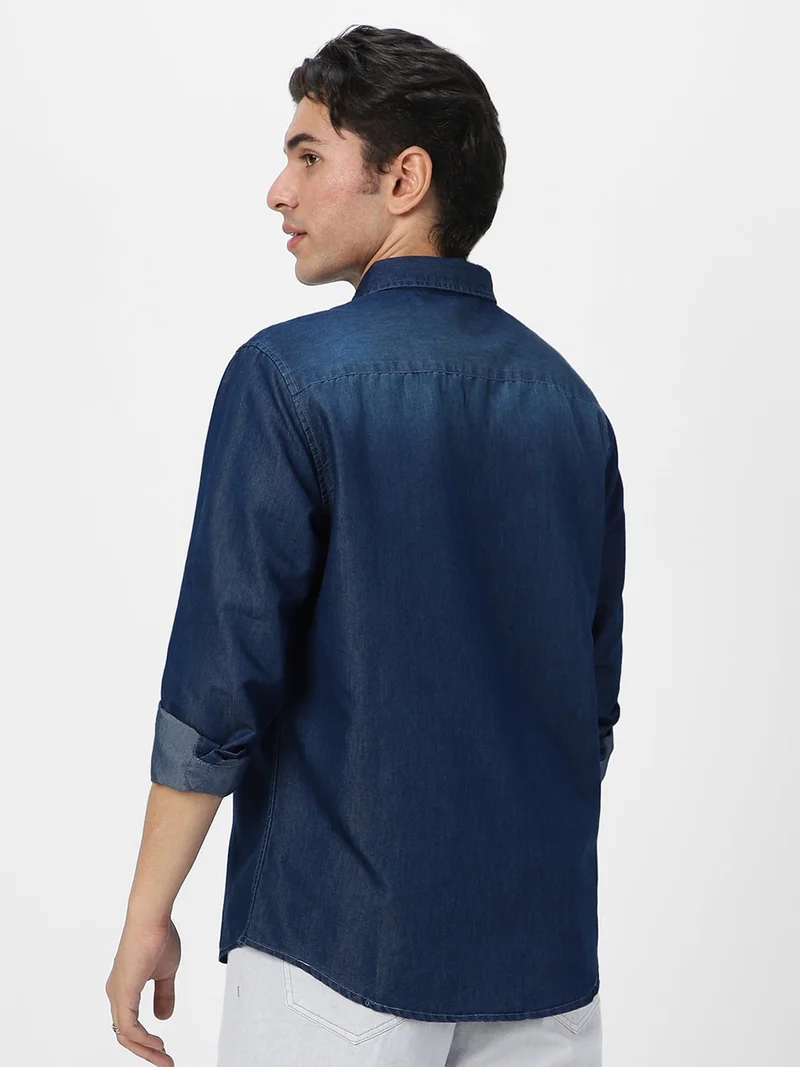 Urbano Fashion  Urbano Fashion Men's Blue Full Sleeve Regular Fit Casual Denim Shirt  | Best Price UAE
