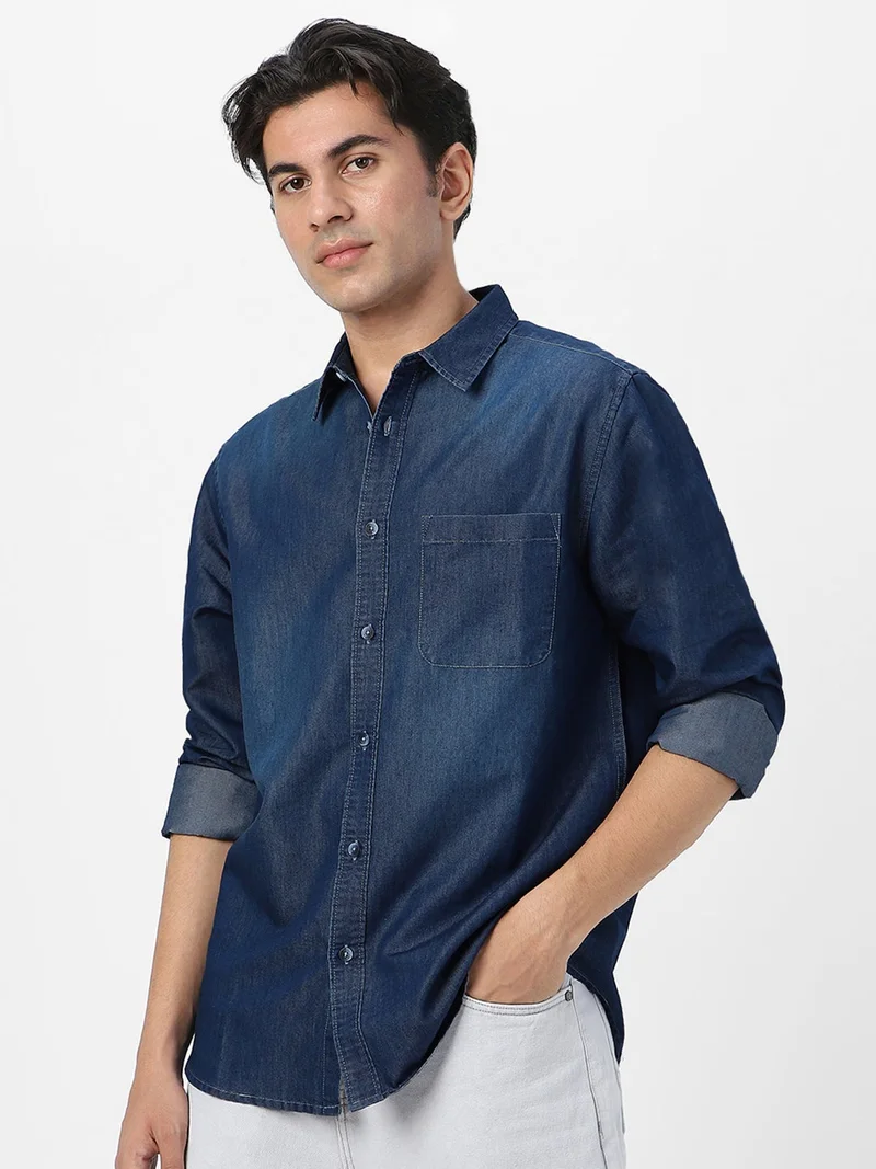 Urbano Fashion Men's Blue Full Sleeve Regular Fit Casual Denim Shirt