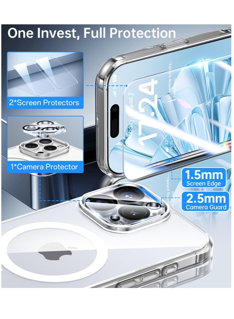 iPhone 16 Pro Max Case (6.9”) - MagSafe Compatible, Includes 2 HD Screen Protectors & 1 Lens Protector, Military-Grade Protection - Clear - Image 3