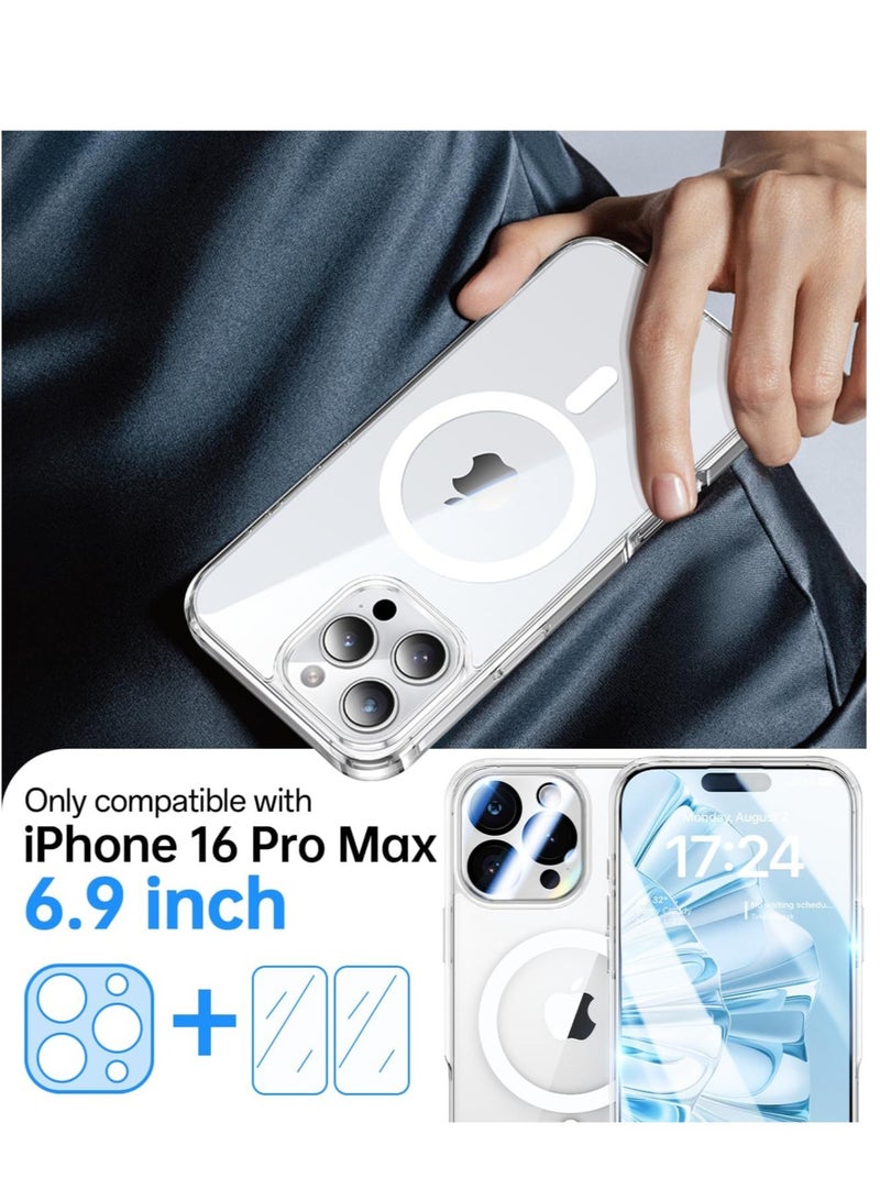 iPhone 16 Pro Max Case (6.9”) - MagSafe Compatible, Includes 2 HD Screen Protectors & 1 Lens Protector, Military-Grade Protection - Clear - Image 2