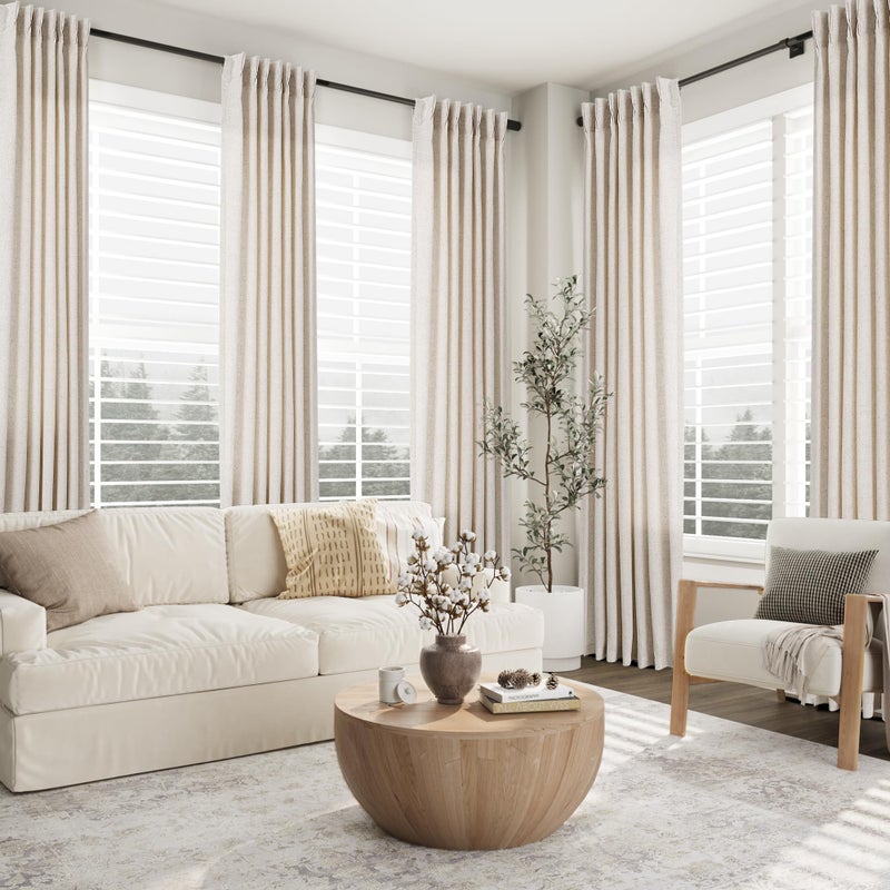 Aersas Ivory White Pinch Pleated Linen Curtains 84 Inches Long for Bedroom Farmhouse Modern Semi Sheer Drapes with Rod Pocket Hooks Light Filtering Window Treatments for Living Room Laundry Room 40x84 Inch - Image 5