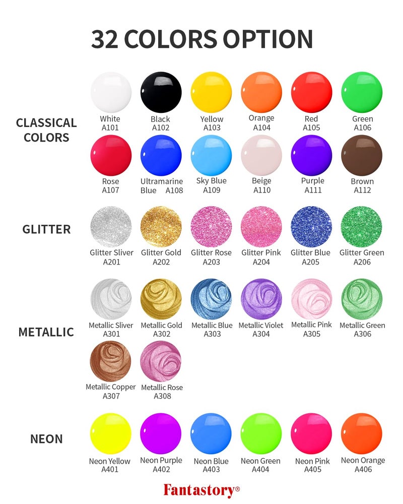 fantastory Tempera Paint for Kids 32 Colors (2 oz Each) Washable Tempera Paint, Kids Poster Paint Sponge Painting, Non-Toxic Kids Paint Finger Paints Hand Paints Bottles Early Learning - Image 2