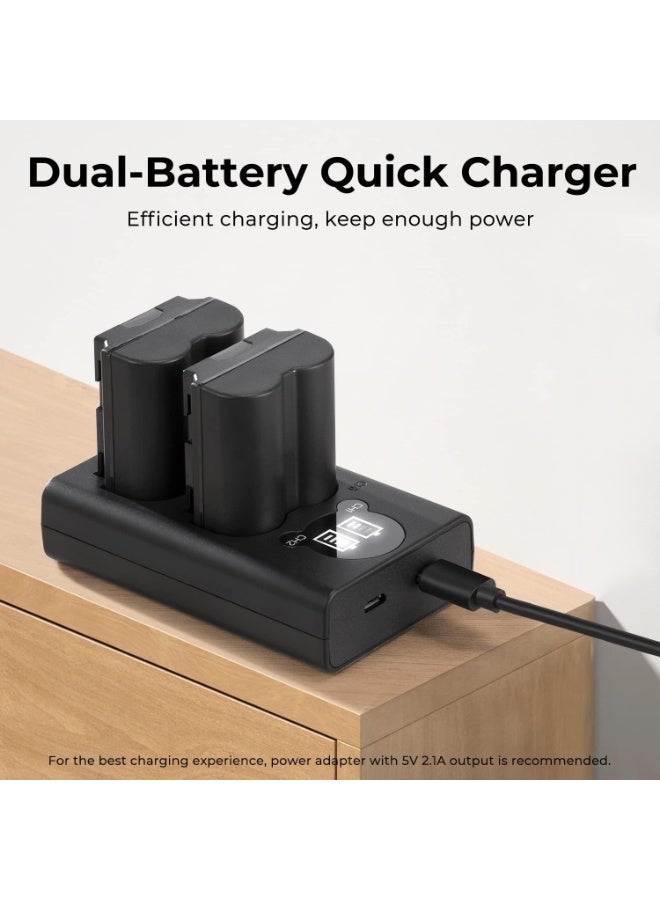 K&F Concept NP-FZ100 Battery Charger, Dual-Slot Camera Battery Charger with LCD Display for Sony A7iii A7iv A7Rv A6700 A6600 A9 A1 FX3 FX30 ZV-E1 Cameras - Image 4