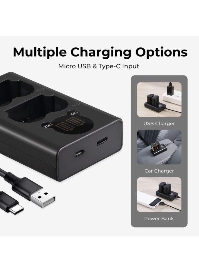 K&F Concept NP-FZ100 Battery Charger, Dual-Slot Camera Battery Charger with LCD Display for Sony A7iii A7iv A7Rv A6700 A6600 A9 A1 FX3 FX30 ZV-E1 Cameras - Image 5