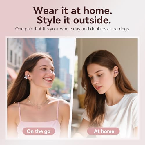 Kinglucky ClipFree Open-Ear Headphones with Butterfly Earrings, Ultra-Comfort & Snug Fit Clip On Earbuds, 50H Playtime Bluetooth 5.4 Wireless Headphones for Women Gifts, Sports & Workouts (Rose Gold) - Image 5