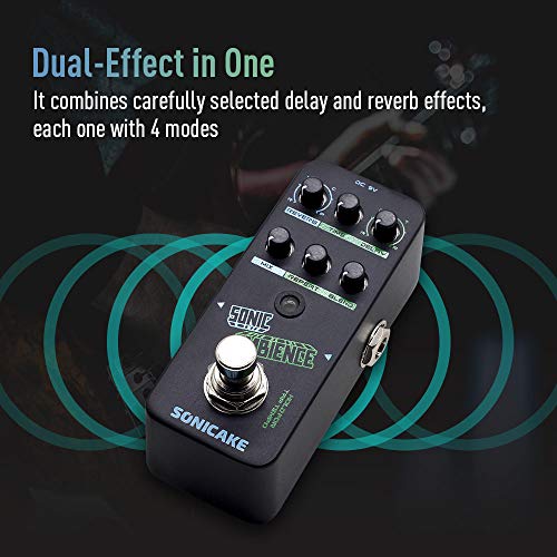 SONICAKE Delay Reverb Pedal Sonic Ambience Multi Mode Tap Tempo Delay and Reverb Guitar Bass Effects Pedal - Image 2