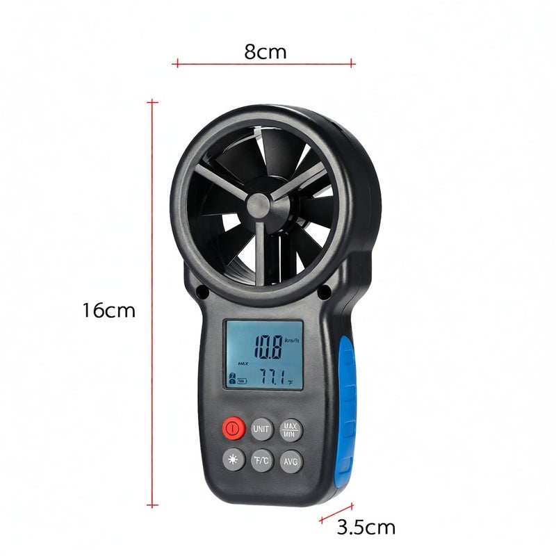 HoldPeak HP-866B Mini LCD Digital Anemometer Wind Speed Air Velocity Temperature Measuring with Backlight - Image 4