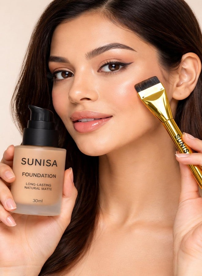 SUNISA Foundation Long-Lasting Natural Matte 30ml with Foundation Brush - Image 3