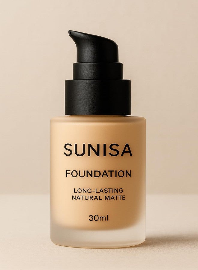 SUNISA Foundation Long-Lasting Natural Matte 30ml with Foundation Brush - Image 2
