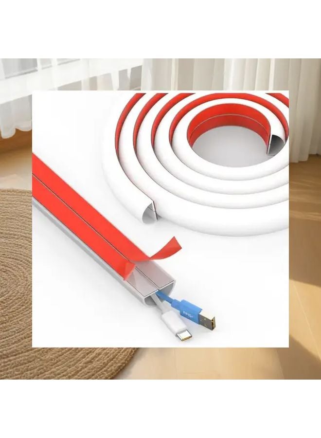 مجرى كابلات ذاتي اللصق بطول 1 متر، أبيض، منظّم لإدارة الأسلاك للمنزل والمكتب - Image 5