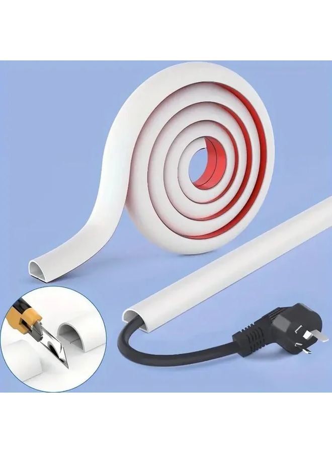 مجرى كابلات ذاتي اللصق بطول 1 متر، أبيض، منظّم لإدارة الأسلاك للمنزل والمكتب - Image 3