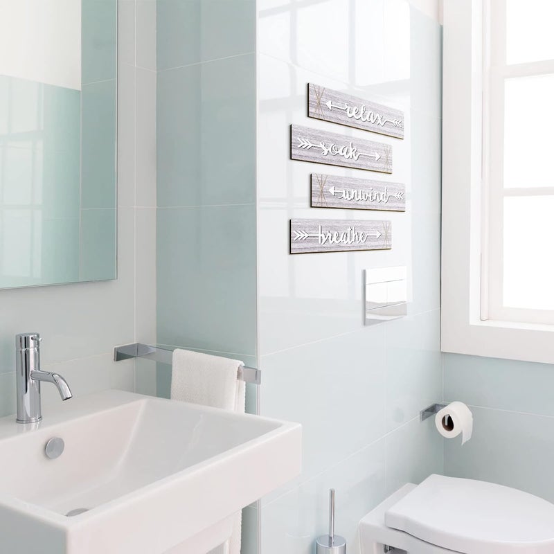 BPA 4-Piece Rustic Bathroom Wall Art Set - Image 2