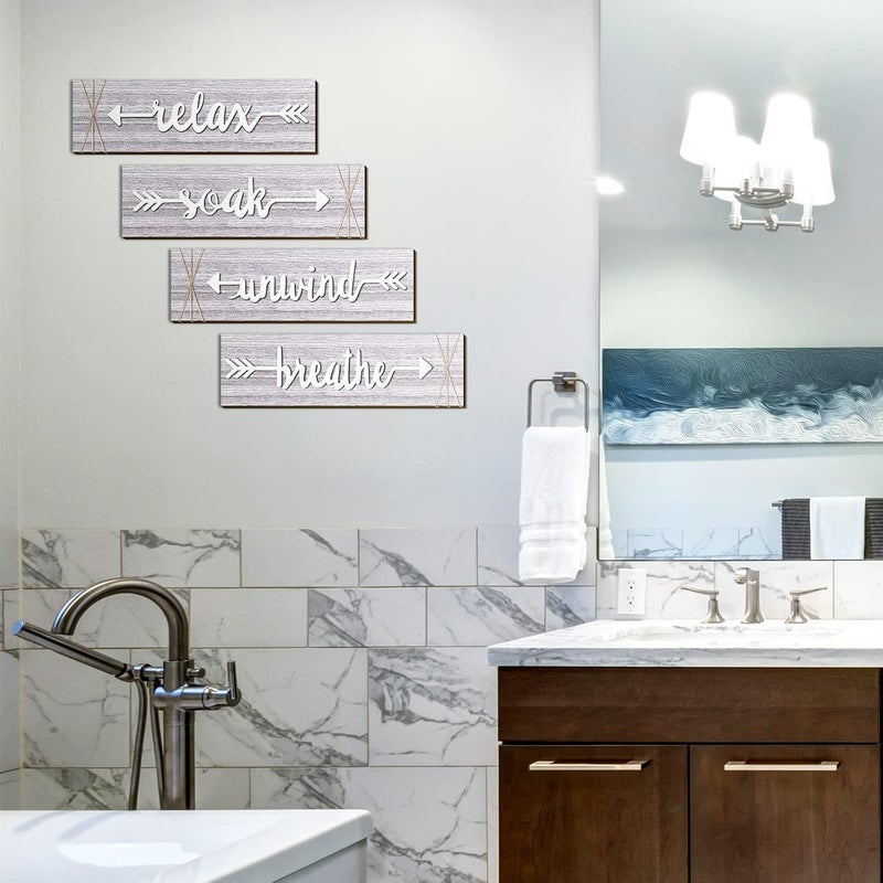 BPA 4-Piece Rustic Bathroom Wall Art Set - Image 4
