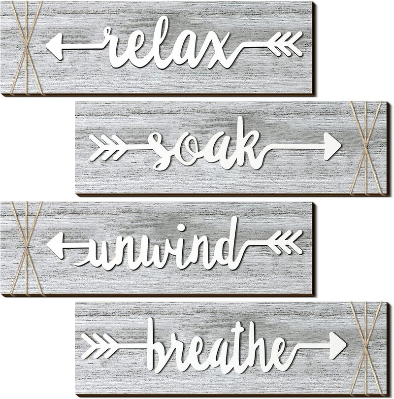 BPA 4-Piece Rustic Bathroom Wall Art Set - Image 1