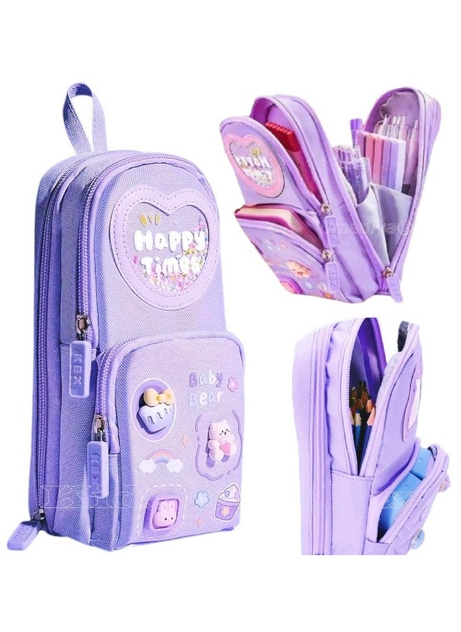 Supreme Deals - Supreme Deals Premium Pencil Case, 6 Layer, 3 Compartments, Large Capacity, Cute Aesthetic Design for Girls, Multifunctional Pouch for School Kids - Image 1
