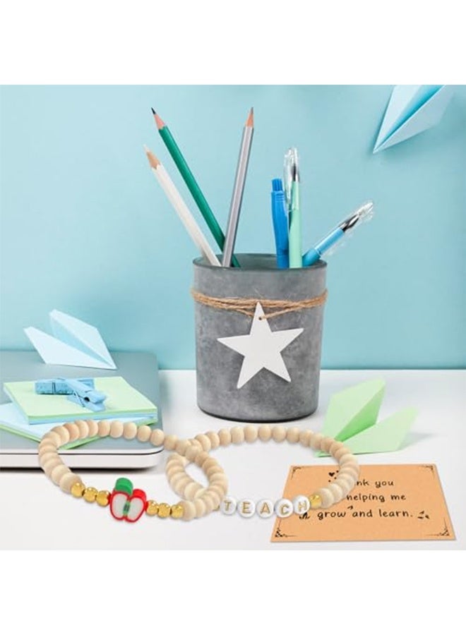 إم إكس إن سوار من 6 قطع من الخرز الخشبي، أساور للمعلمين مع بطاقة شكر، أساور قابلة للتعديل للنساء مع بطاقة رسالة - Image 3