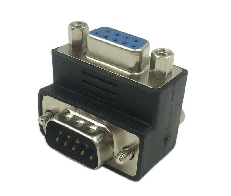 CERRXIAN 90 Degree DB9 9 Pin RS 232 Male to Female Serial Gender Changer Extension Cable Converter Adapter Coupler - Image 1