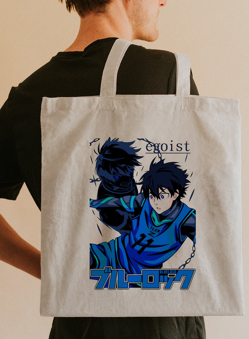 LOWHA Polyester Tote Bag with Shoulder Straps and Blue Lock Anime Pattern - Image 2