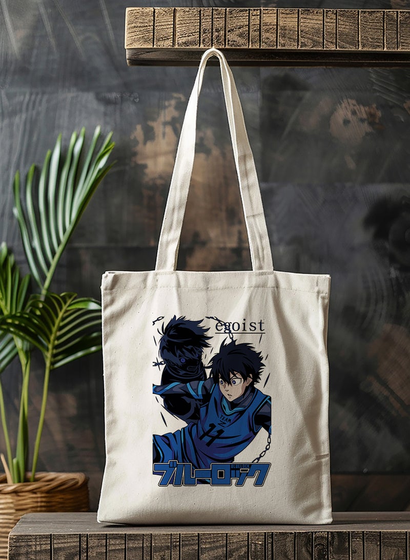 LOWHA Polyester Tote Bag with Shoulder Straps and Blue Lock Anime Pattern - Image 3