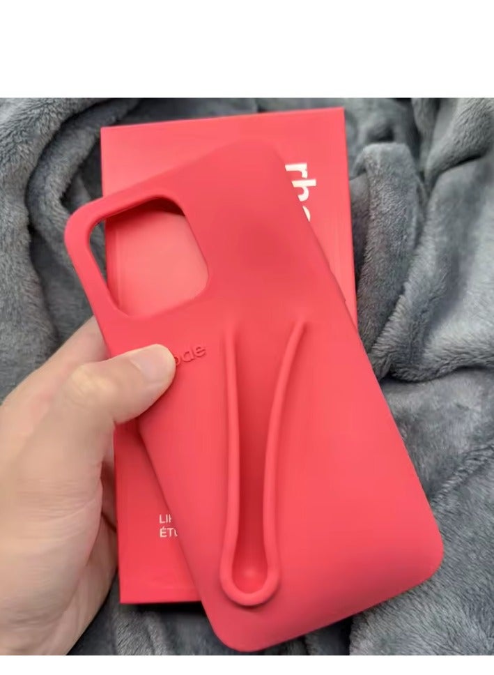 rhode iPhone 12/13 Pro Max Silicone Case Lip Holder for Cell Phone, Lip Gloss Adhesive Sleeve for Phone, Lip Holder Stick-on Phone Case, Back Stick On Holder for iPhone Phones (RED) - Image 1