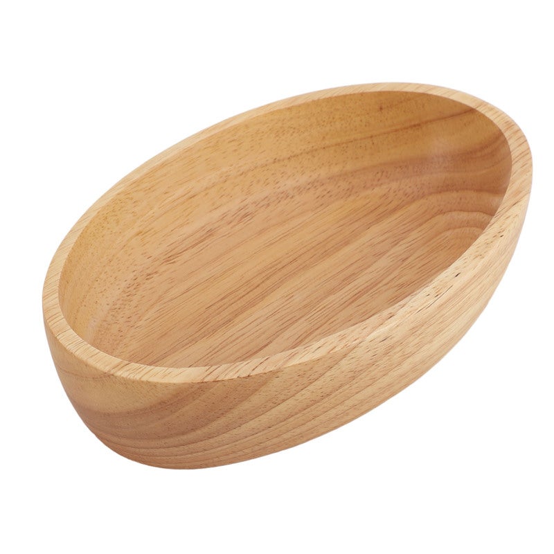 Wooden Salad Bowl 20cmx4.5cm Handcrafted Rubber Wood - Spacious Non Slip Serving Bowl for Home Restaurant Kitchen Home Cooks - Image 2