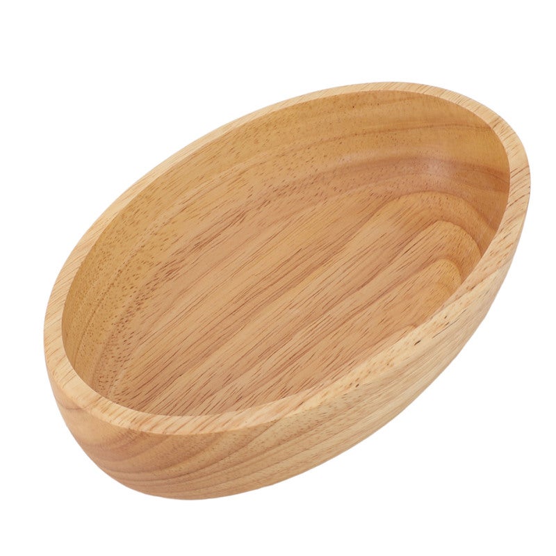Wooden Salad Bowl 20cmx4.5cm Handcrafted Rubber Wood - Spacious Non Slip Serving Bowl for Home Restaurant Kitchen Home Cooks - Image 1