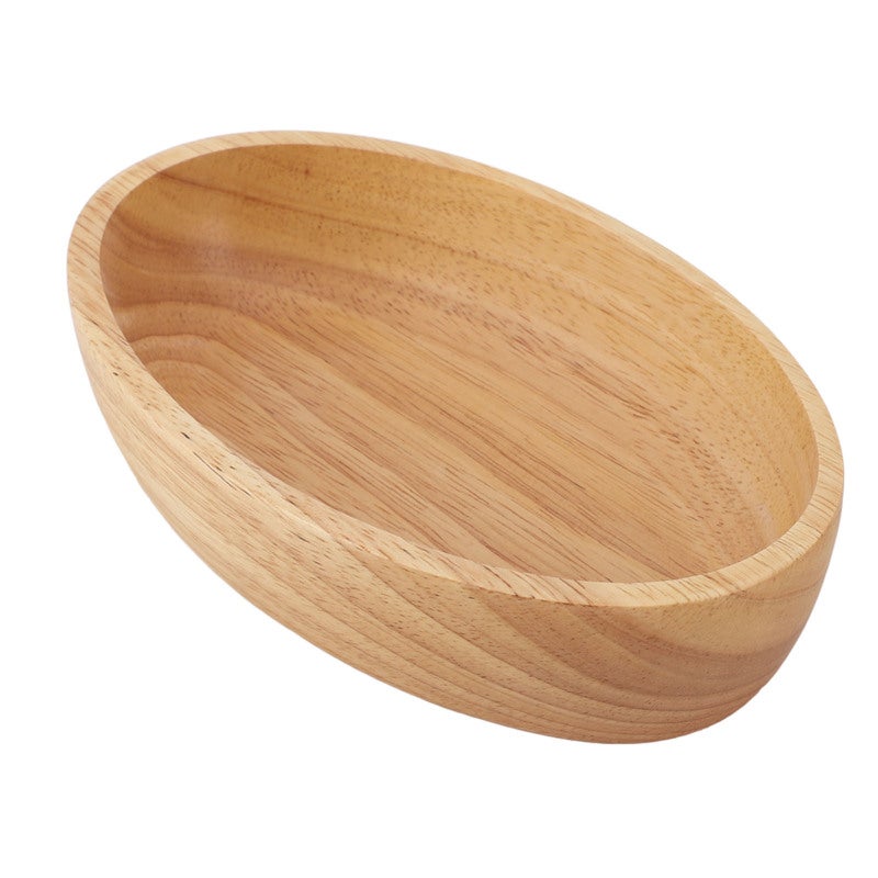 Wooden Salad Bowl 20cmx4.5cm Handcrafted Rubber Wood - Spacious Non Slip Serving Bowl for Home Restaurant Kitchen Home Cooks - Image 3