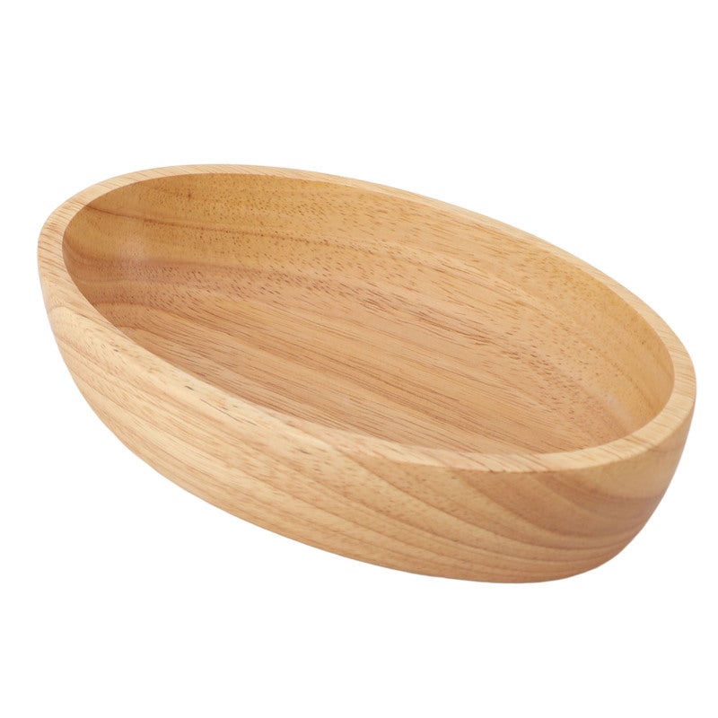 Wooden Salad Bowl 20cmx4.5cm Handcrafted Rubber Wood - Spacious Non Slip Serving Bowl for Home Restaurant Kitchen Home Cooks - Image 4