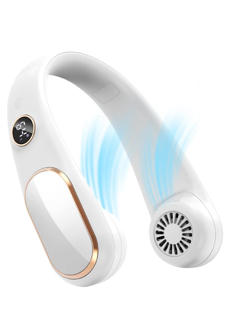 general Portable Neck Fan Semiconductor Cooling Bladeless Fan 4000mAh Rechargeable Battery LED Digital Display Hands Free Fan for Kitchen Fitness Travel - Image 1