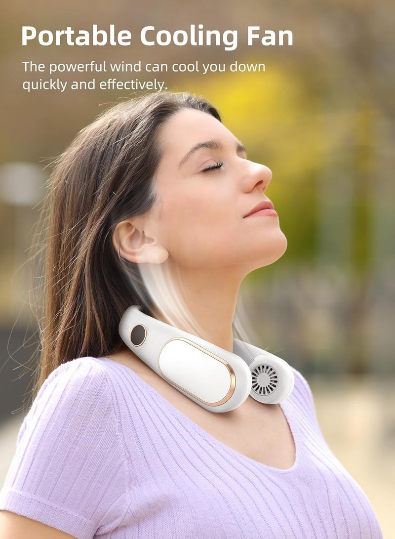 general Portable Neck Fan Semiconductor Cooling Bladeless Fan 4000mAh Rechargeable Battery LED Digital Display Hands Free Fan for Kitchen Fitness Travel - Image 2