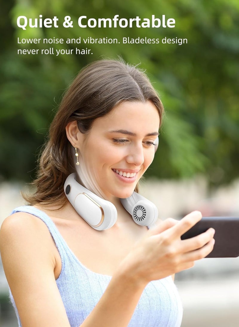 general Portable Neck Fan Semiconductor Cooling Bladeless Fan 4000mAh Rechargeable Battery LED Digital Display Hands Free Fan for Kitchen Fitness Travel - Image 4