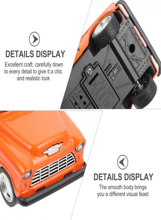 ifundom Small Orange Pickup Truck Model Diecast Metal Miniature Car Toy for Kids Room Decor Party Favors Collectible Vehicle Display 4.92 Inch - Image 5