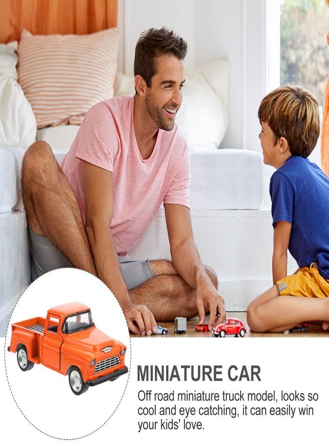 ifundom Small Orange Pickup Truck Model Diecast Metal Miniature Car Toy for Kids Room Decor Party Favors Collectible Vehicle Display 4.92 Inch - Image 3