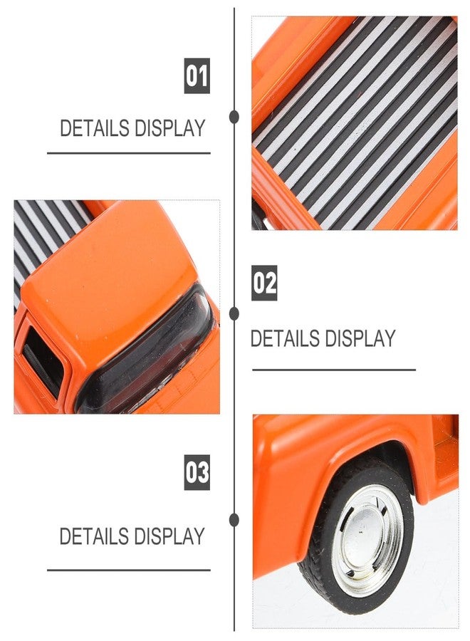 ifundom Small Orange Pickup Truck Model Diecast Metal Miniature Car Toy for Kids Room Decor Party Favors Collectible Vehicle Display 4.92 Inch - Image 4