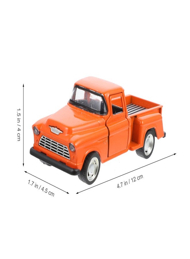 ifundom Small Orange Pickup Truck Model Diecast Metal Miniature Car Toy for Kids Room Decor Party Favors Collectible Vehicle Display 4.92 Inch - Image 2