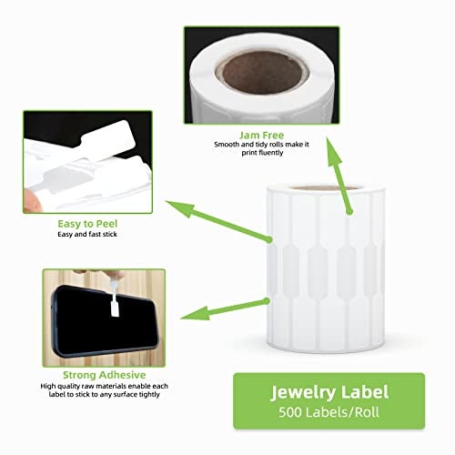 Anylabel Jewelry Tags Price Tags Stickers, Rings Tags Glossy Self Adhesive White Blank Price Tags for Jewelry, Bracelet, Ring, Necklace, Earring, Clothing Display (1 Roll, 500 Labels/Roll) - Image 3