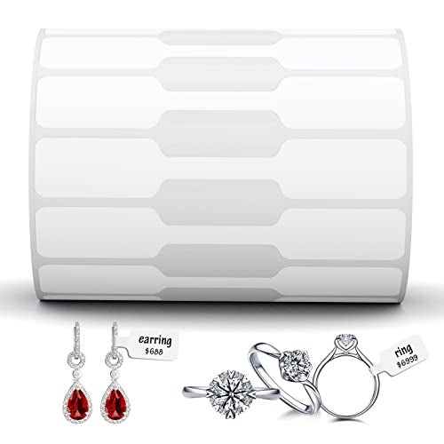Anylabel Jewelry Tags Price Tags Stickers, Rings Tags Glossy Self Adhesive White Blank Price Tags for Jewelry, Bracelet, Ring, Necklace, Earring, Clothing Display (1 Roll, 500 Labels/Roll) - Image 1