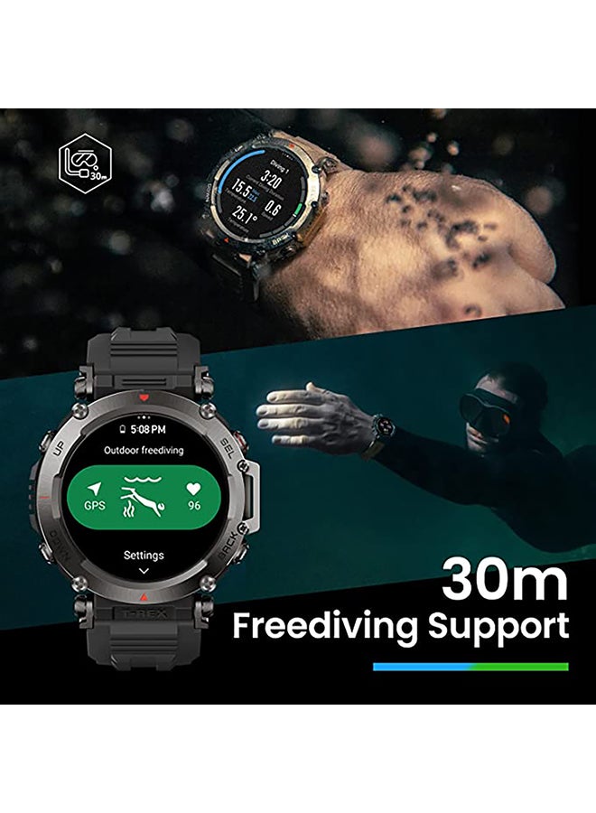 أمازفيت ساعة T-Rex Ultra 30m Freediving، نظام تحديد المواقع العالمي (GPS) ثنائي النطاق ودعم الخرائط غير المتصلة بالإنترنت، مقاومة للطين ومقاومة للماء حتى عمق 100 متر، ساعة رياضية خارجية بنظام تحديد المواقع العالمي (GPS) من الدرجة العسكرية - Image 3