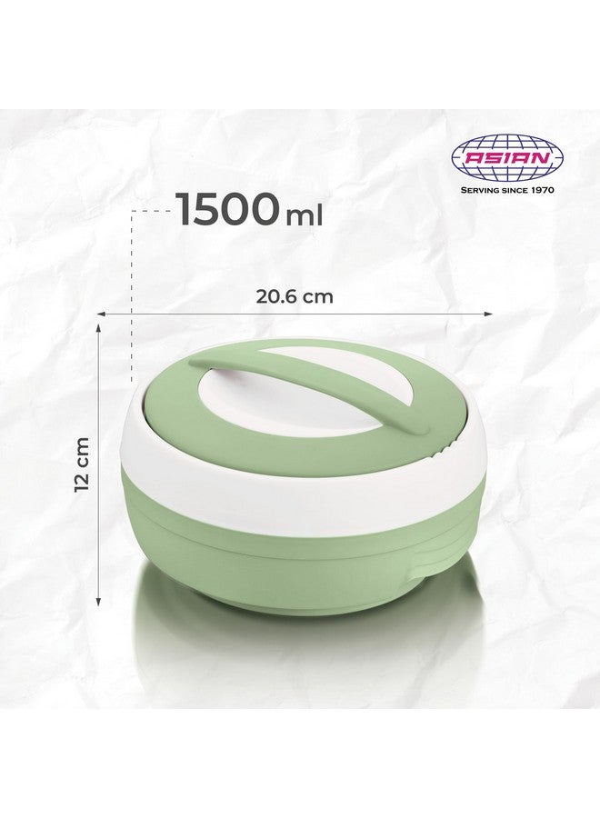 ASIAN Plastowares - Cosmos Casserole (1500 ml) | BPA-Free | Food Grade | Keeps Food Hot | Ideal for Serving, Gifts for Diwali & Housewarming | Airtight Casserole | Hot Box for Chapati |Foodz Green - Image 3