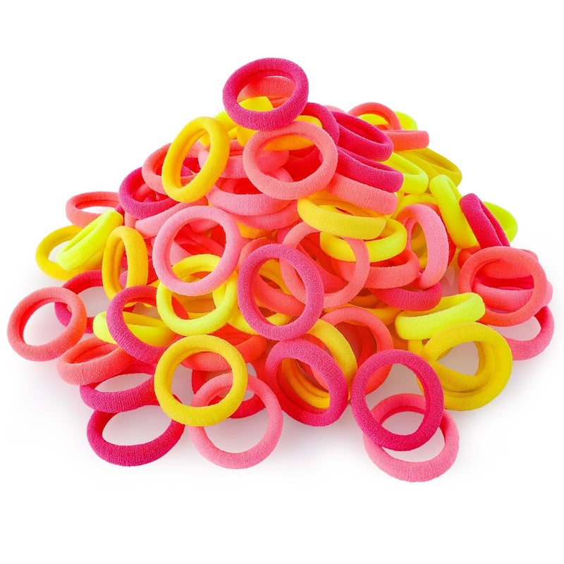 QRTVI 120 Pcs Baby Hair Ties, Cotton Toddler Hair Ties for Girls and Kids, Multicolor Small Seamless Hair Bands Elastic Ponytail Holders(Pink+Yellow) - Image 3