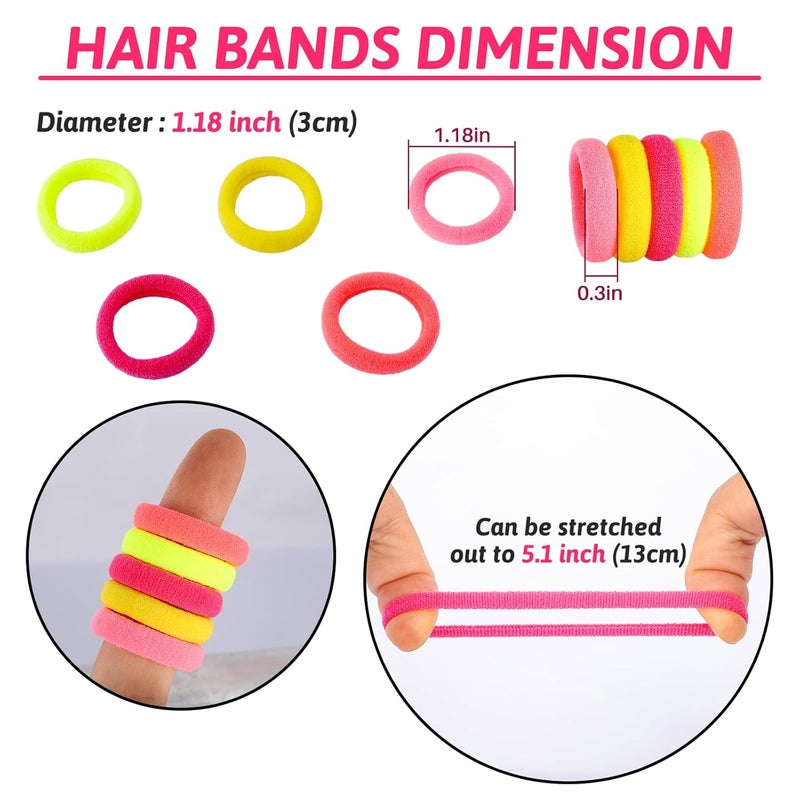 QRTVI 120 Pcs Baby Hair Ties, Cotton Toddler Hair Ties for Girls and Kids, Multicolor Small Seamless Hair Bands Elastic Ponytail Holders(Pink+Yellow) - Image 4