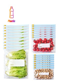 ECVV Ecvv 45 Pcs Food Storage Bags, Stand Up Reusable Lunch Bags For Fruits Vegetables Meats Snacks, Ziplock Sandwich Bags For Kitchen 10L/15M/20S  - Image 1