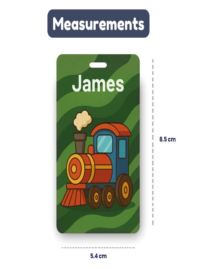 Kidzook Personalized Name Bag Tag | Custom Luggage Tag for Kids & Adults - PVC Luggage Tag for Travel, School, Office, Camping | Train Theme Design with Silicone Strap (Pack of 1) - Image 5