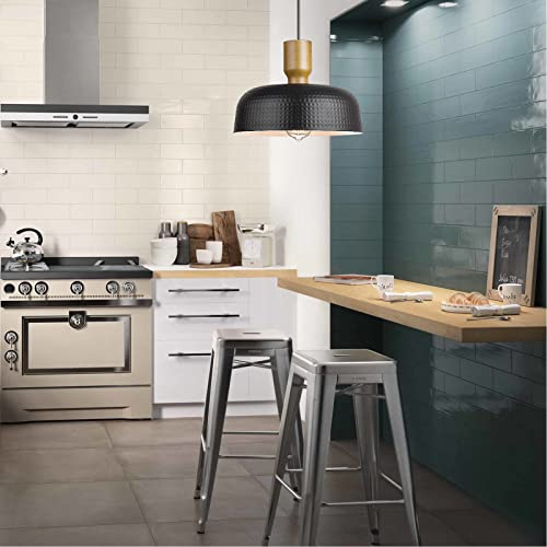 Darkaway Industrial Pendant Light Fixtures Ceiling Hanging with Hammered Metal Shade, Black Pendant Light for Kitchen Island Lighting Hanging Lamp Adjustable Height, Medium - Image 3