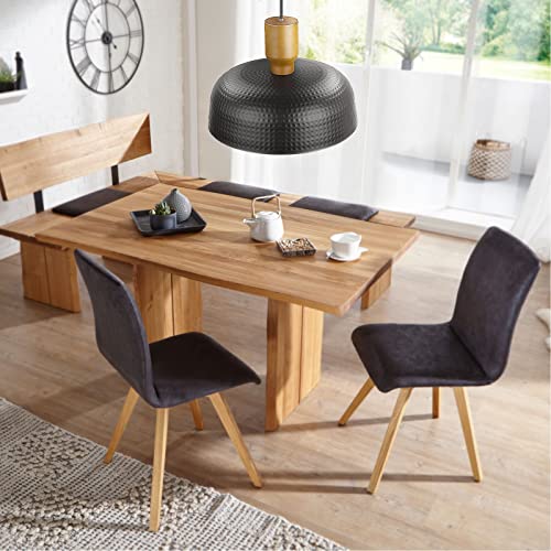 Darkaway Industrial Pendant Light Fixtures Ceiling Hanging with Hammered Metal Shade, Black Pendant Light for Kitchen Island Lighting Hanging Lamp Adjustable Height, Medium - Image 4